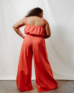 Mid Easy Flare Pant in Poppy Linen