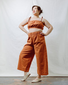 Mid Easy Pant in Rust Linen