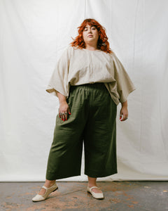 Mid Easy Pant in Olive Linen