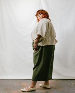 Mid Easy Pant in Olive Linen