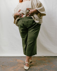 Mid Easy Pant in Olive Linen