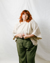 Super Wide Crop Top In Oat Milk Linen