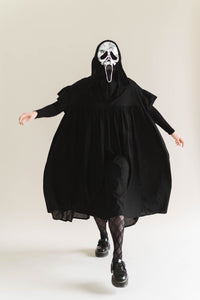 Black Cotton Mushroom Dress