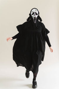 Black Cotton Mushroom Dress