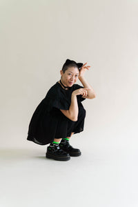 Black Cotton Mushroom Top