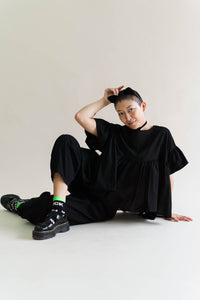 Black Cotton Mushroom Top