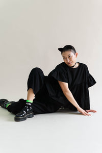 Black Cotton Mushroom Top