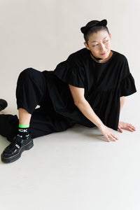Black Twill Barrel Pant