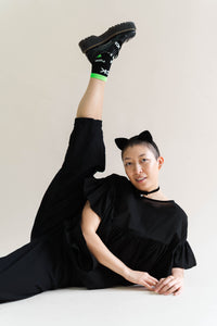 Black Twill Barrel Pant