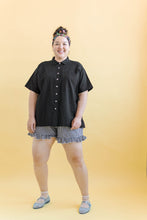 Boxy Collared Tunic in Black Cotton Linen (RTS)