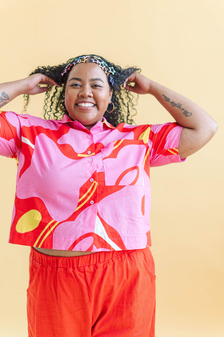 Boxy Collared Top in Petal Pop (RTS)