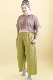 BROWN SUGAR MESH BOXY CROP TOP