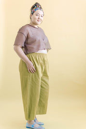 BROWN SUGAR MESH BOXY CROP TOP