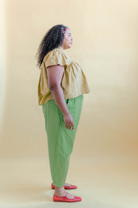 Button Mushroom Top in Endive Linen (RTS)