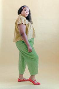 Button Mushroom Top in Endive Linen (RTS)