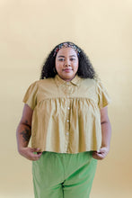 Button Mushroom Top in Endive Linen (RTS)