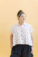 Button Mushroom Top in White Cherry Cotton (RTS)