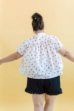 Button Mushroom Top in White Cherry Cotton (RTS)