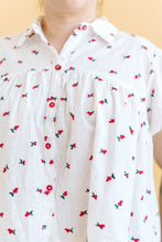 Button Mushroom Top in White Cherry Cotton (RTS)