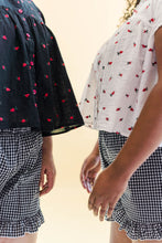 Button Mushroom Top in White Cherry Cotton (RTS)