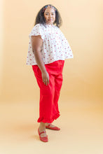Button Mushroom Top in White Cherry Cotton (RTS)