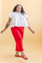 Button Mushroom Top in White Cherry Cotton (RTS)
