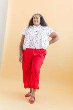 Button Mushroom Top in White Cherry Cotton (RTS)