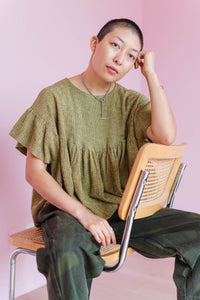 Mushroom Top in Chartreuse Gauze (RTS)