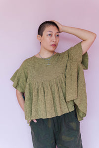 Mushroom Top in Chartreuse Gauze (RTS)