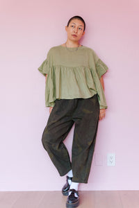 Mushroom Top in Celery Linen (RTS)