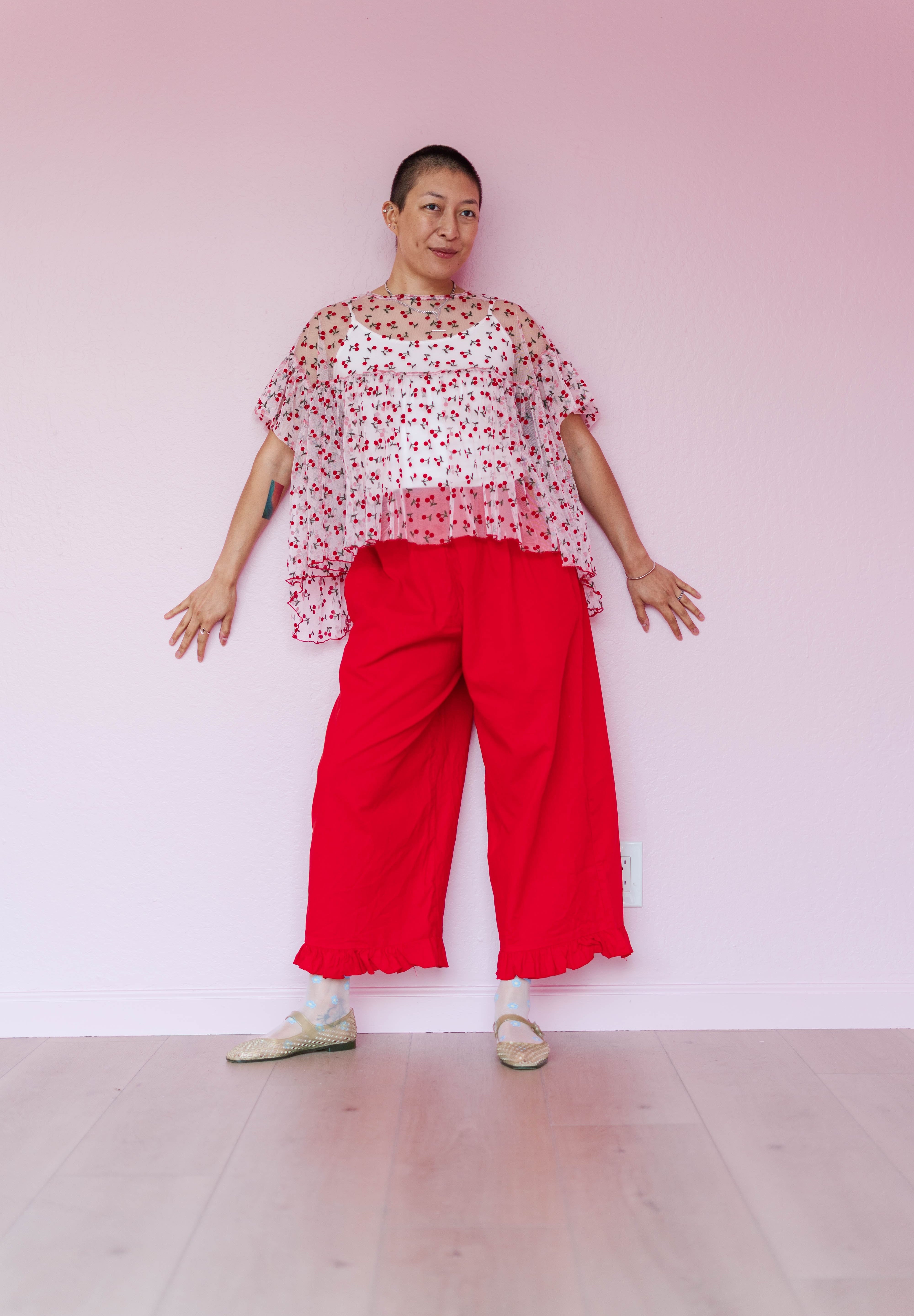 Mushroom Top in Cherry Mesh (RTS)