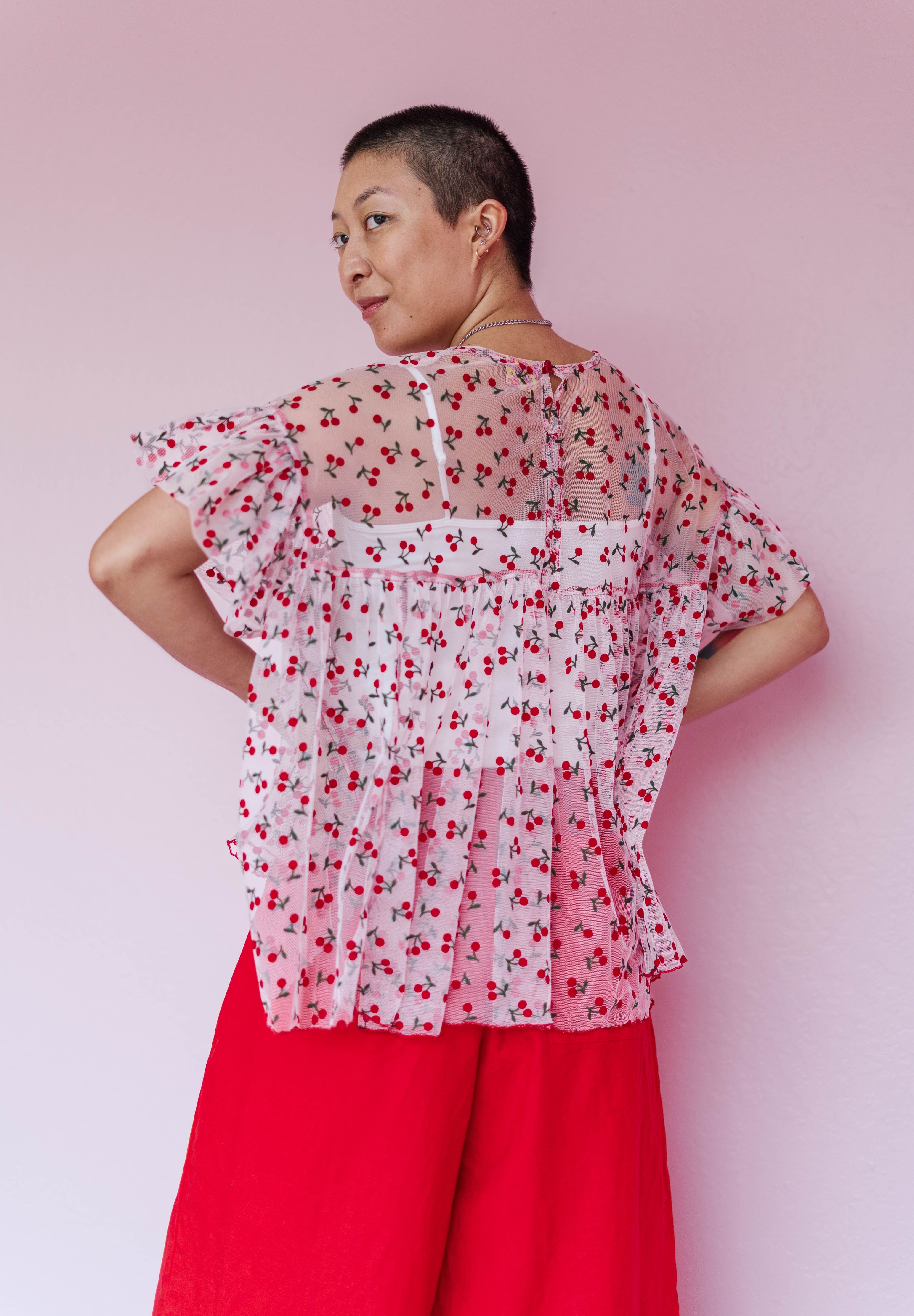 Mushroom Top in Cherry Mesh (RTS)