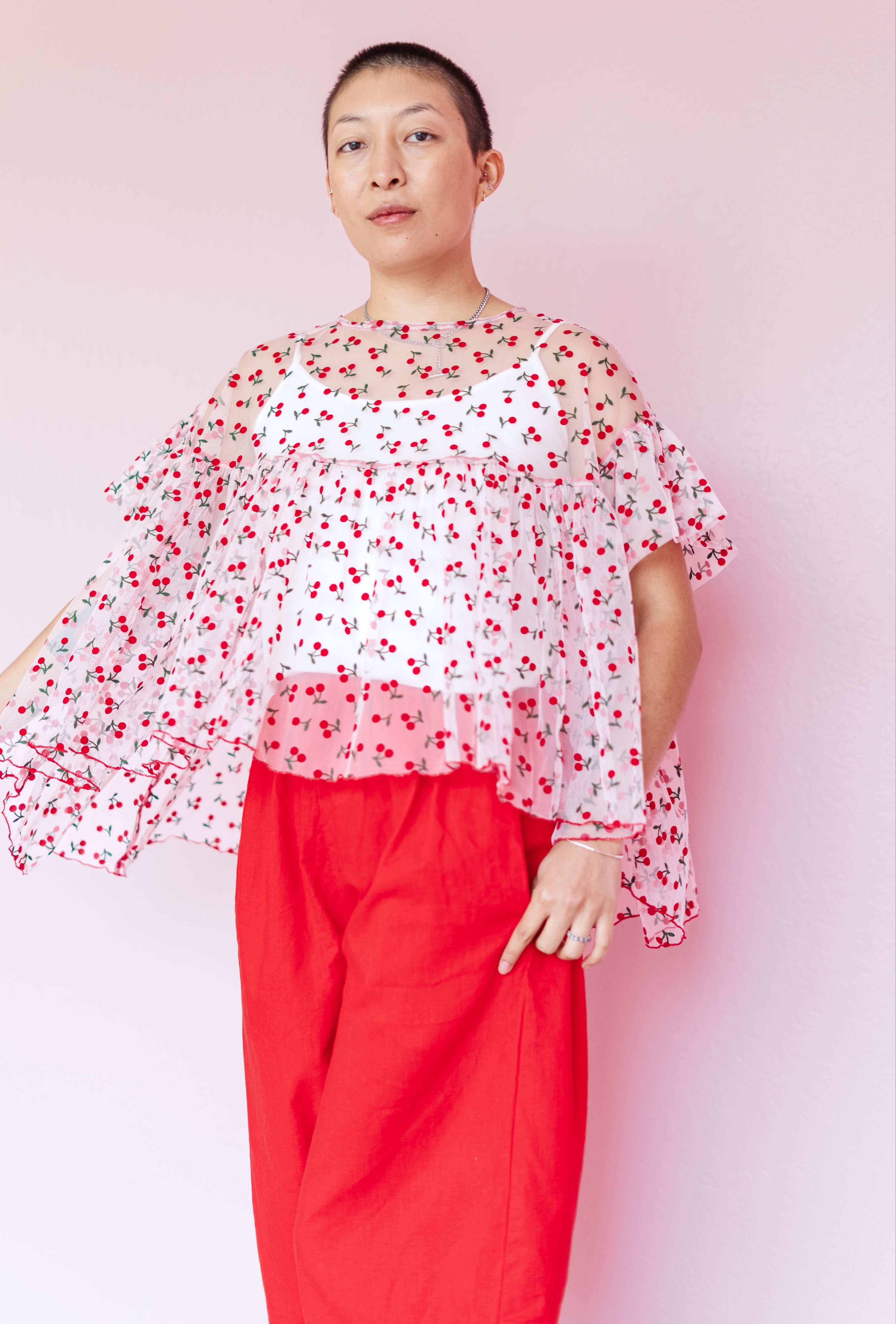 Mushroom Top in Cherry Mesh (RTS)