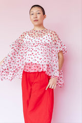 Mushroom Top in Cherry Mesh