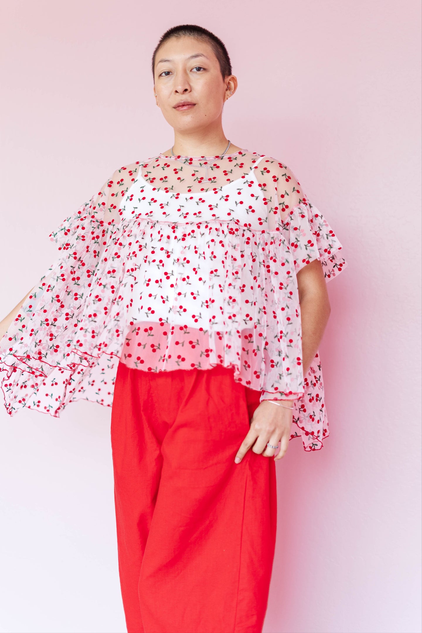Mushroom Top in Cherry Mesh (RTS)