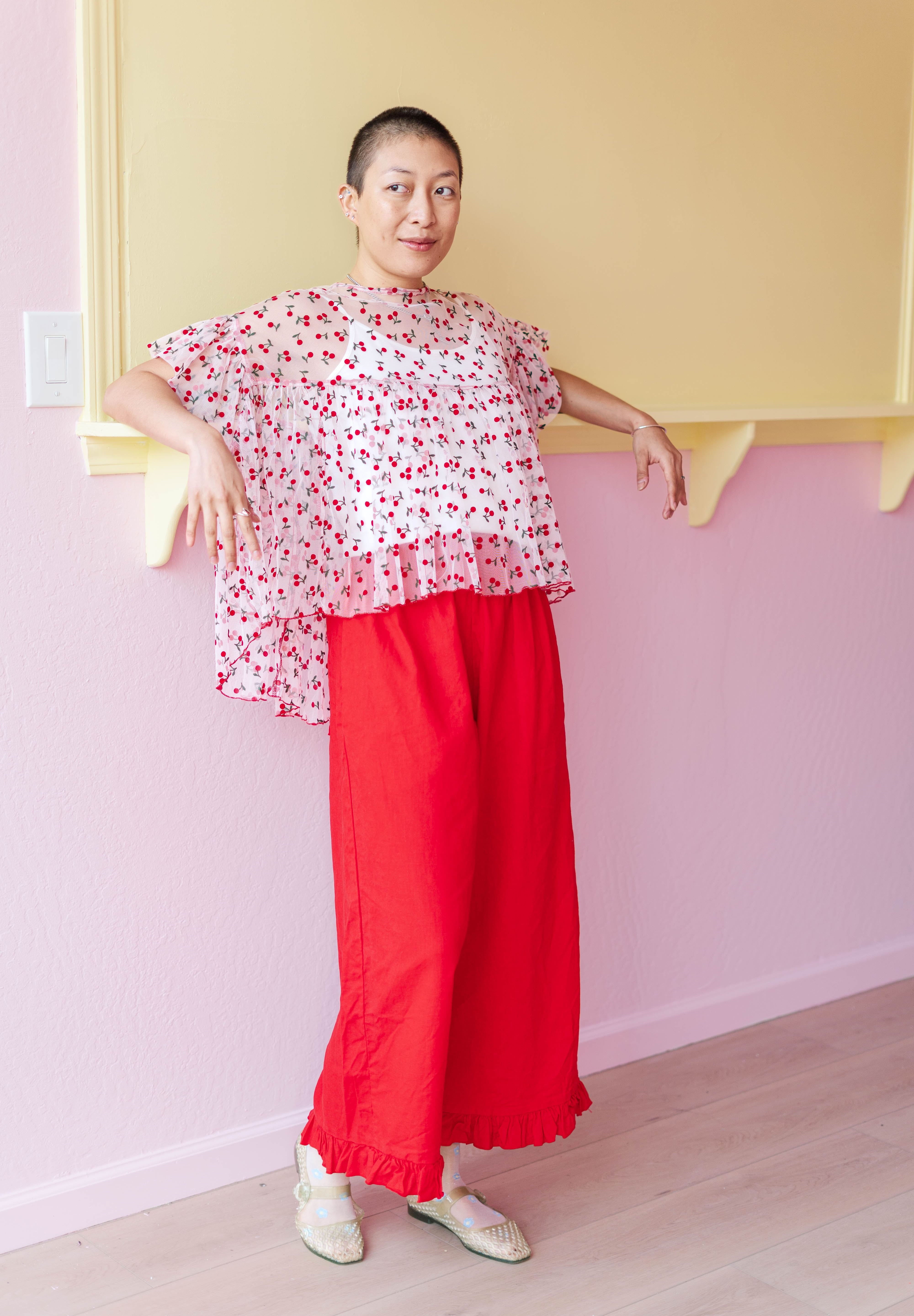 Mushroom Top in Cherry Mesh (RTS)