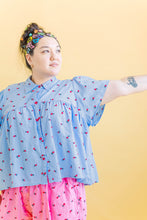 Button Mushroom Top in Cornflower Cherry Cotton (RTS)