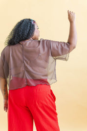 ESPRESSO MESH BOXY CROP TOP