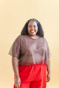 Boxy Crop Top in Espresso Mesh (RTS)