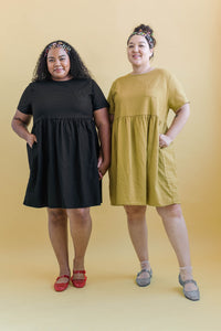 Everyday Dress in Black Linen (RTS)
