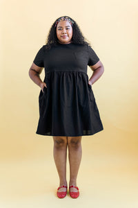 Everyday Dress in Black Linen (RTS)