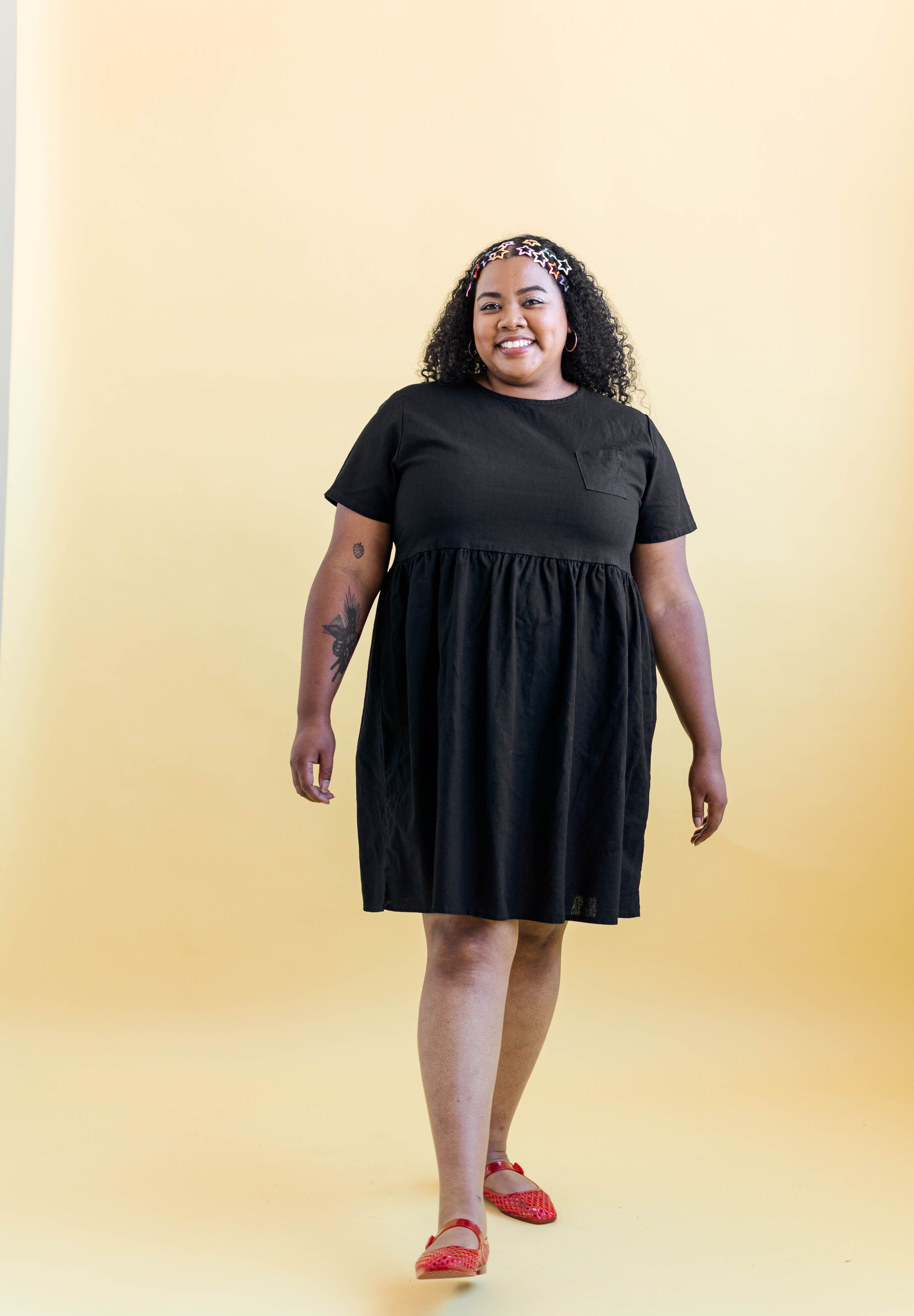 BLACK LINEN EVERYDAY DRESS