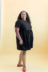 Everyday Dress in Black Linen (RTS)