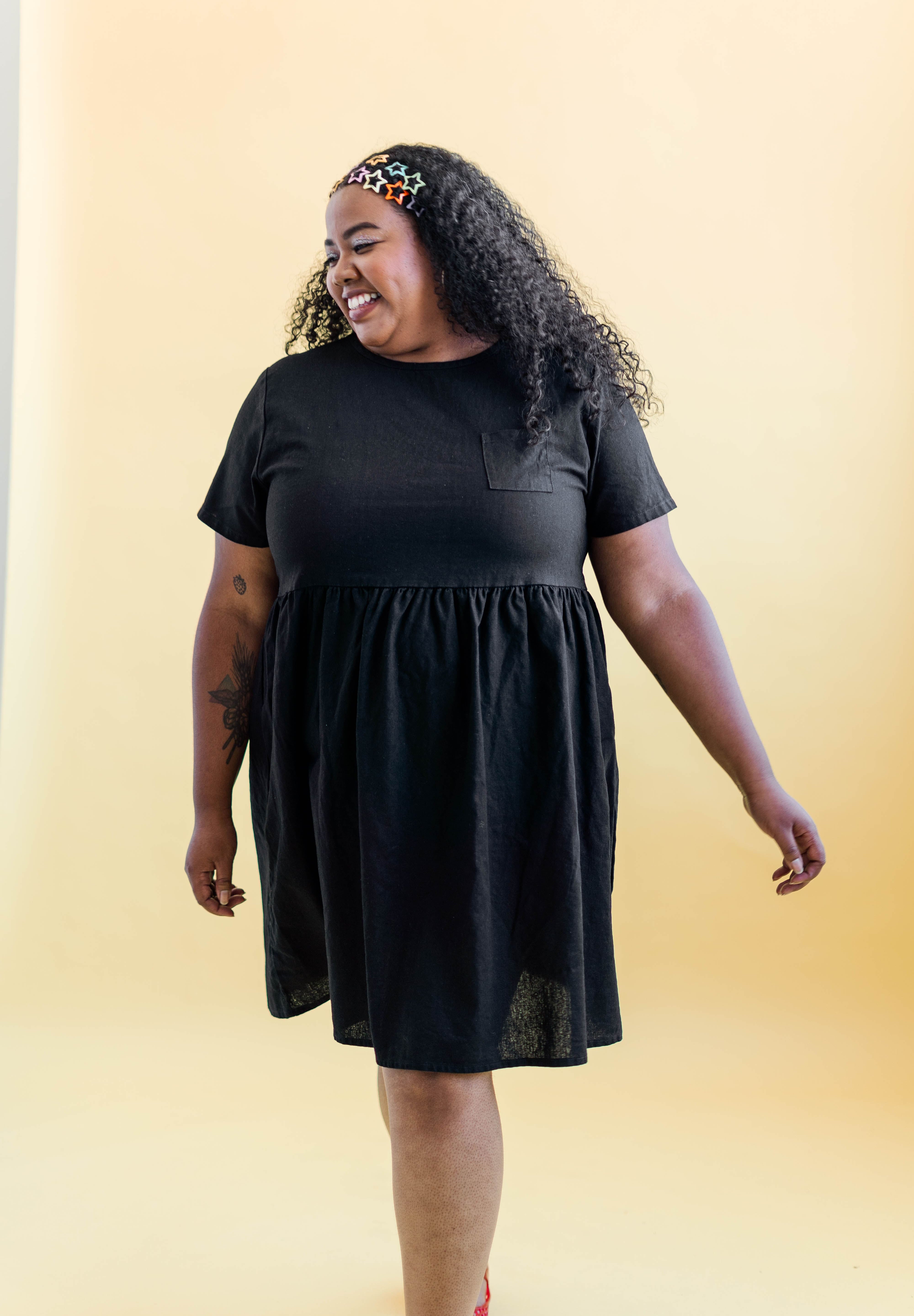 BLACK LINEN EVERYDAY DRESS