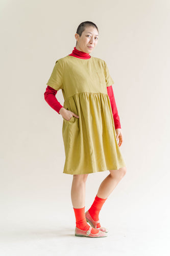 Chartreuse Linen Everyday Dress