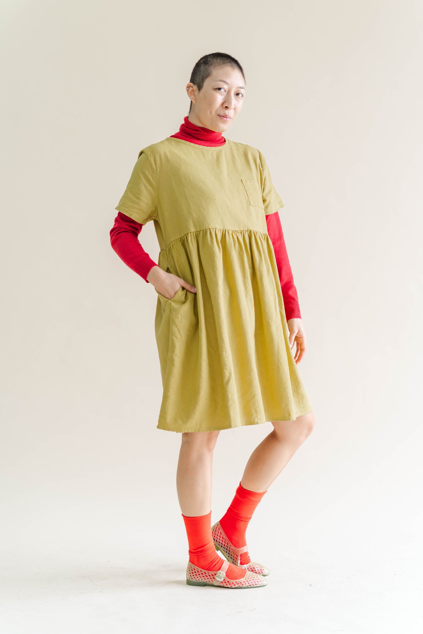 Chartreuse Linen Everyday Dress 2XL Chartreuse Linen Everyday Dress 2XL
