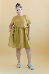 Everyday Dress in Chartreuse Linen (RTS)