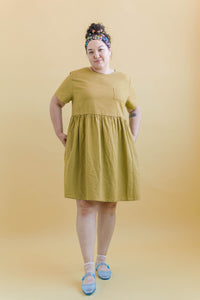 Everyday Dress in Chartreuse Linen (RTS)
