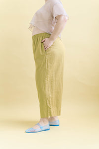 Mid Easy Pant in Chartreuse Linen (RTS)