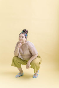 Mid Easy Pant in Chartreuse Linen (RTS)